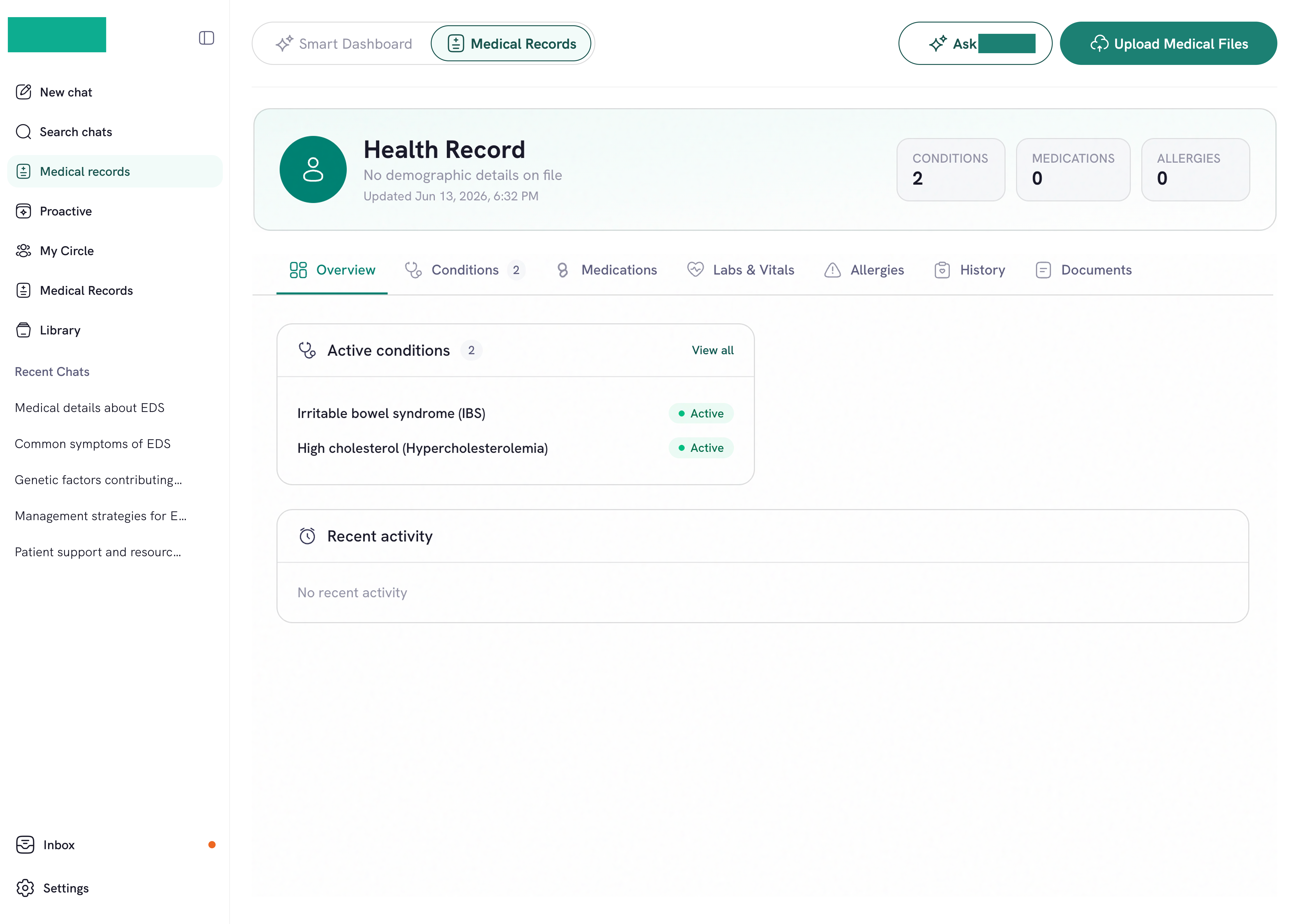 Medical Records — The AI sees the patient's whole history. The patient barely does. That asymmetry is what a manipulative interface is built on.